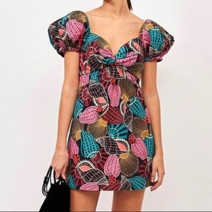 Farm Rio Mix Sea Shell Puff Sleeve Mini Dress